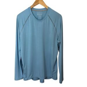 Coolibar Mens Pullover Shirt Size M UPF 50+ Blue Crew Neck Zipper‎ Pocket